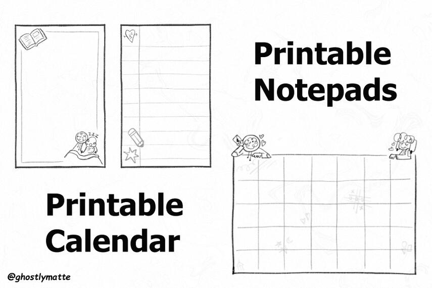 Digital artist merchandise - Printable blank calendar and printable blank notepads ✦ Back to Skool: South Park Fanzine (2024)