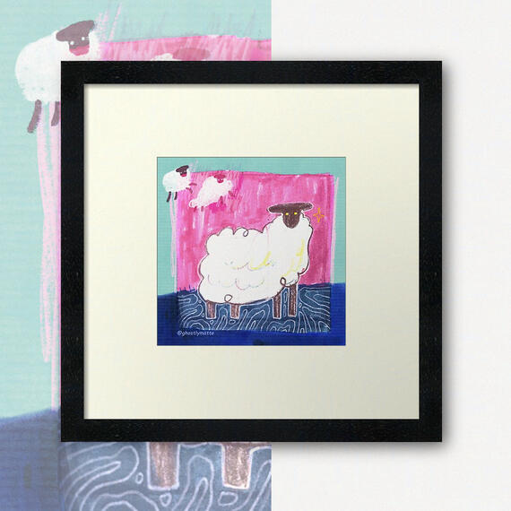 A sheepy artwork nicely framed ✦ Surface design: Art print