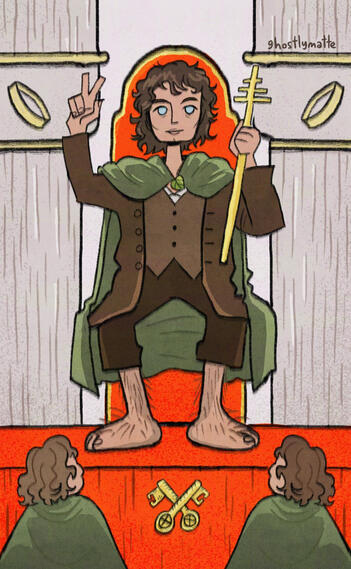 Tarot card inspired card commission series ✦ Frodo Baggins - The Hierophant ✦ Client Work
