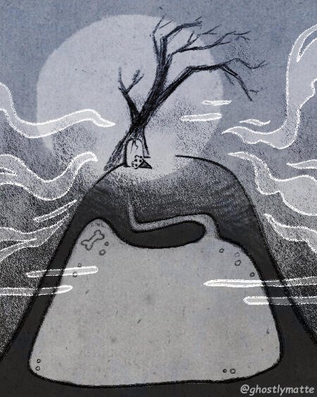 Background art ✦ Narrative background of a lone grave on a hill, with space for text or a characters