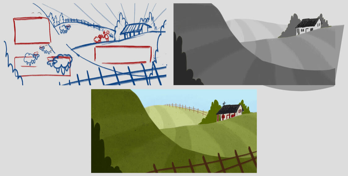 Background art ✦ Linesless outdoors farm